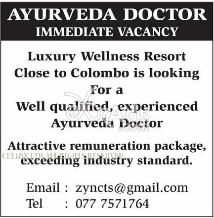 Vacancy for Ayurveda Doctor