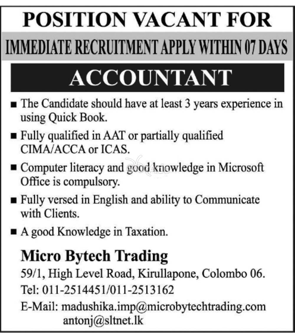 Accountant - Micro Bytech Trading