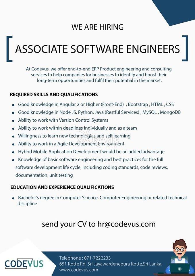Associate Software Engineers - Codevus (Pvt) Ltd