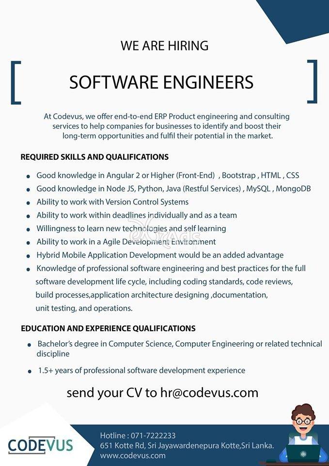 Software Engineer - Codevus (Pvt) Ltd