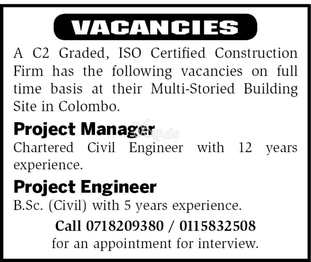 Project Manager, Project Engineer - Colombo