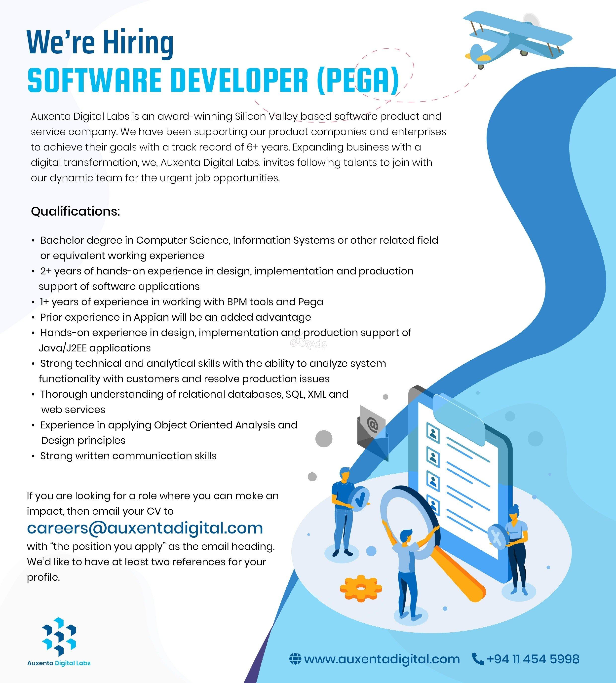 Software Developer (PEGA) - Auxenta Digital Labs