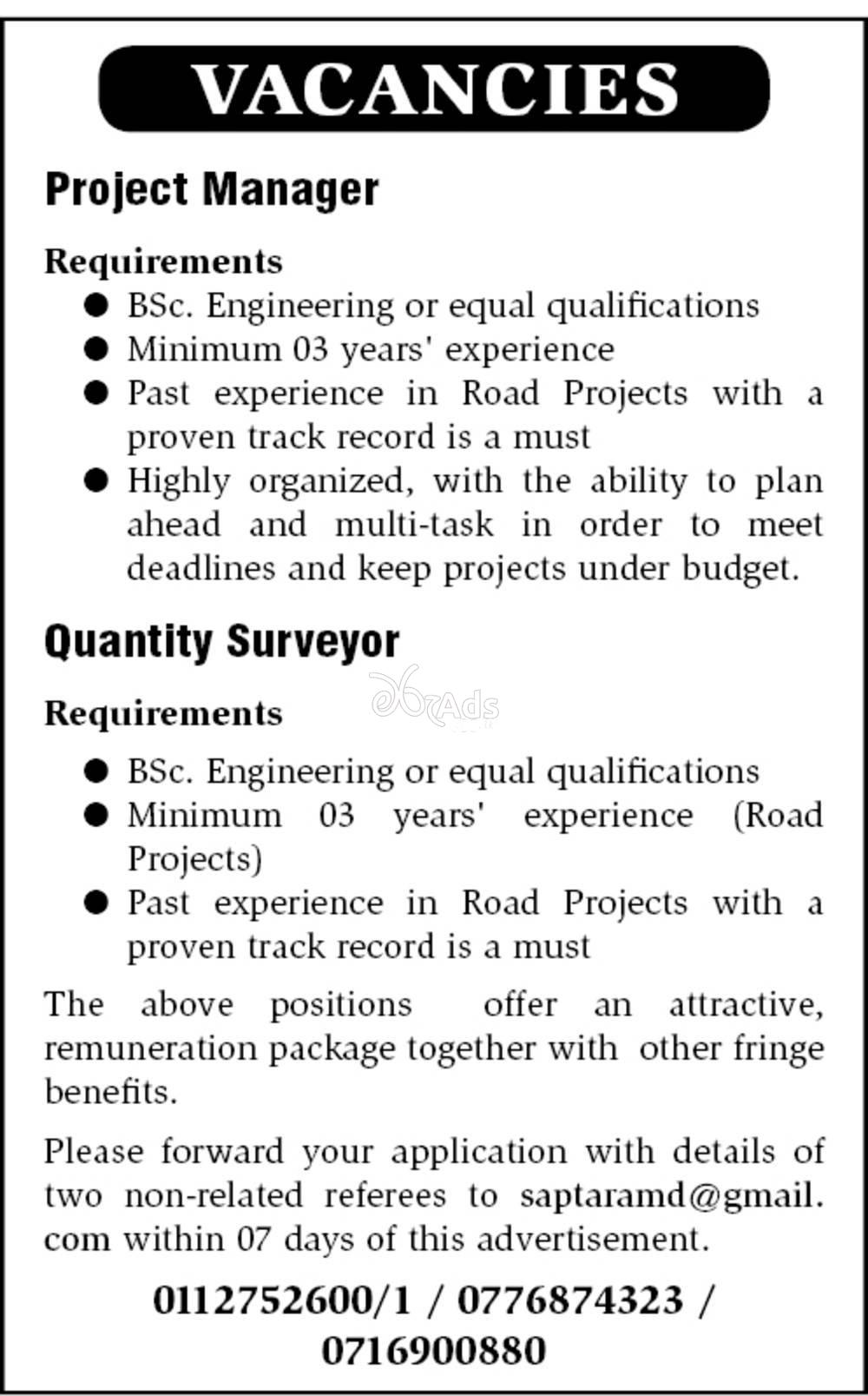 Project Manager Quantity Surveyor