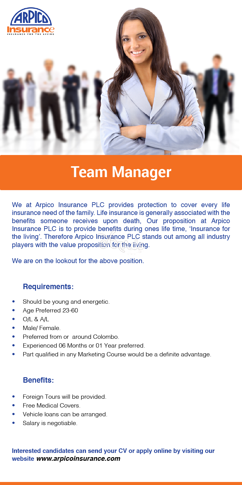 Life Insurance Sales Team managers