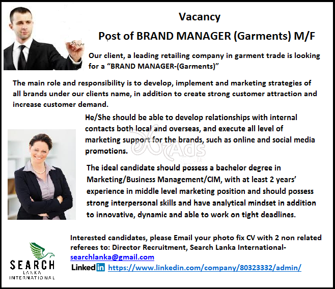 Brand Manager - Search Lanka international