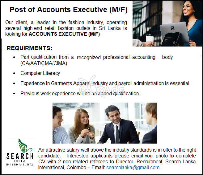 Post of Accounts Executive (M/F)