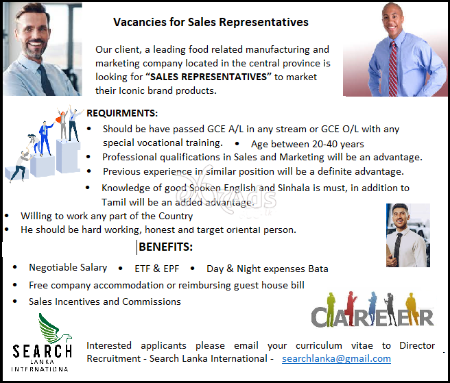 Sales Representatives - Search Lanka international