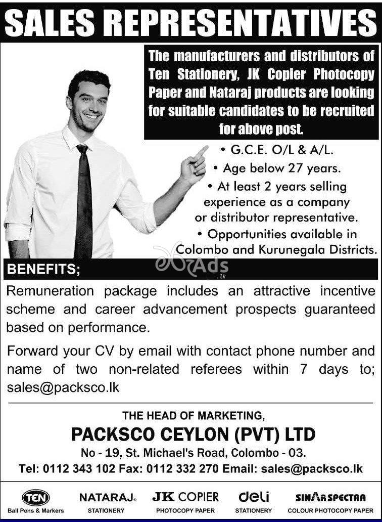 Sales Representative - Packsco Ceylon (Pvt) Ltd