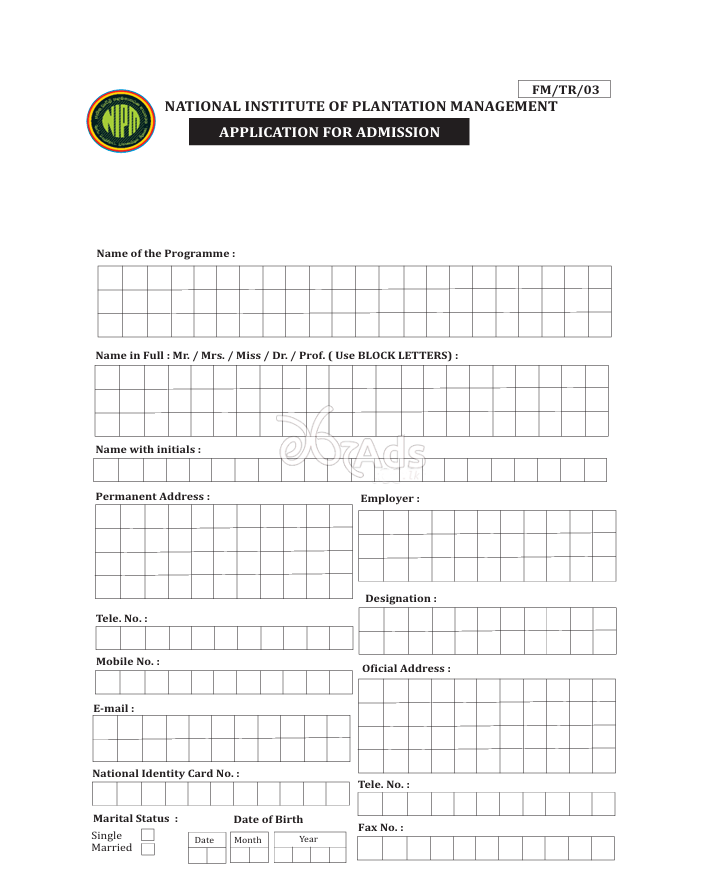Admisions of student for the acadamic year 2025/2026 - National Institute of Plantation management