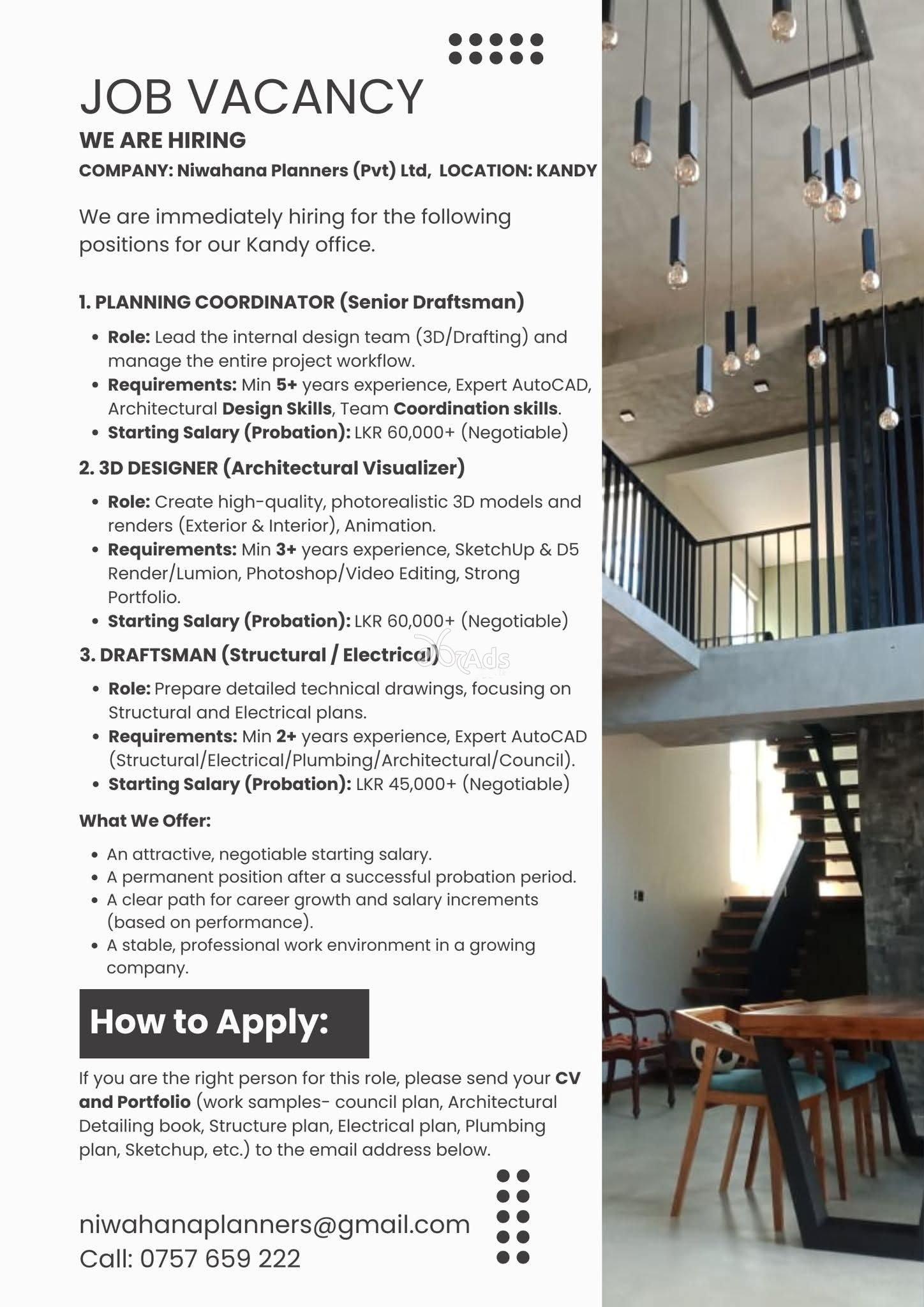 3D DESIGNER (Architectural Visualizer) job vacancy