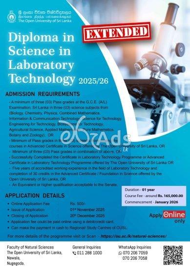 Diploma in Science in Laboratory Technology (DSLT) - Open University of Sri Lanka