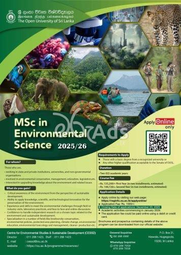 MSc in Environmental Science - Open University of SriLanka