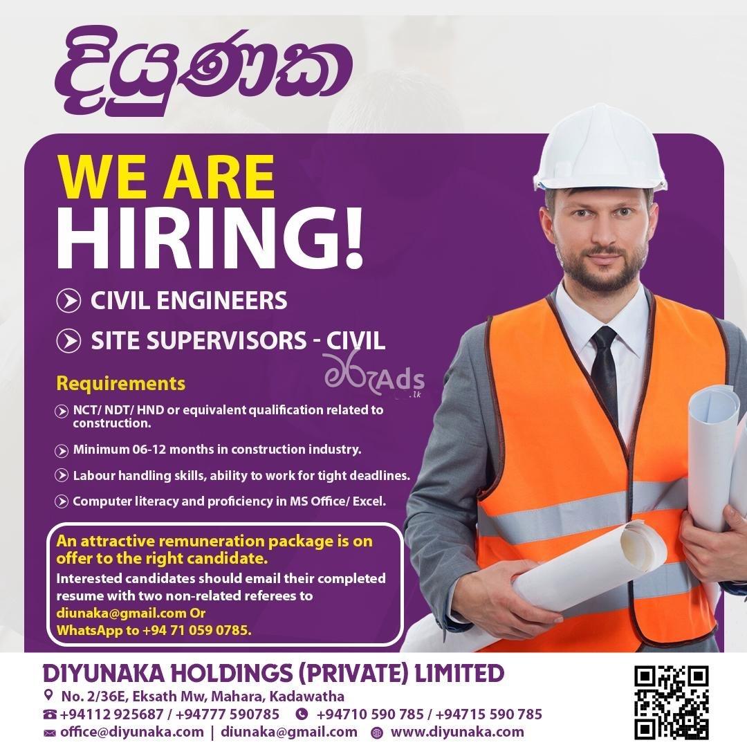 Site Supervisors (Civil) - Diyunaka Holdings