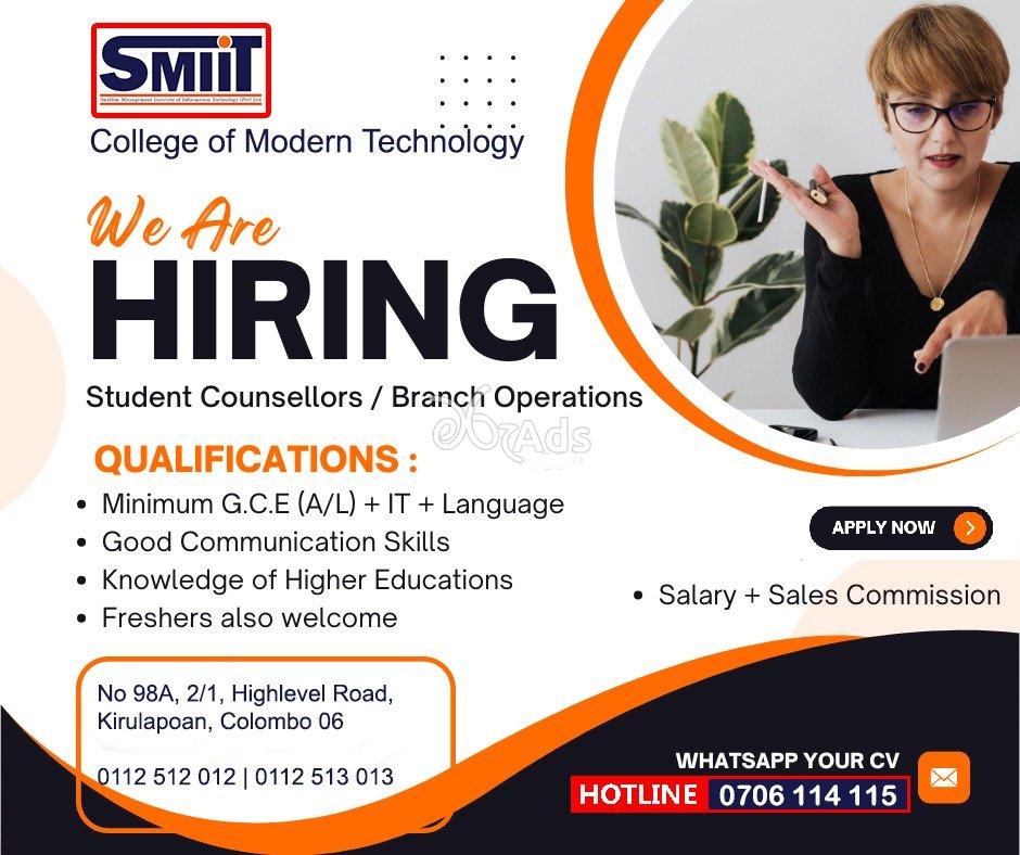 Student Counsellors,Branch Operations Officers - SanHim Management Institute of Information Technology (PVT) Ltd
