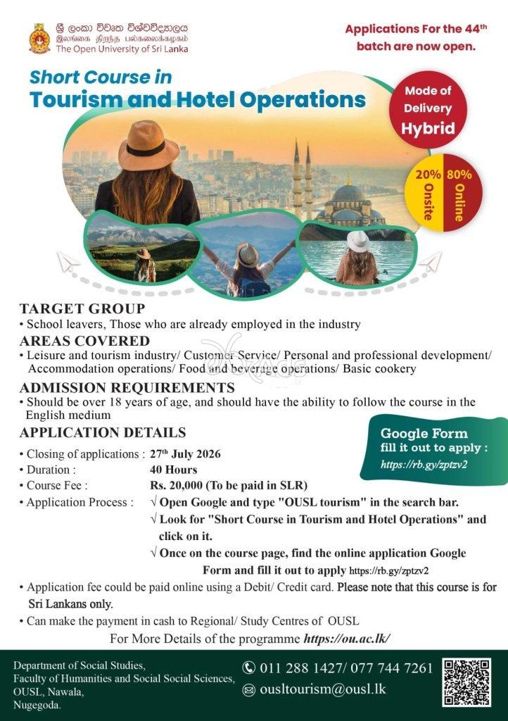 Tourism and Hotel Operations Courses - Open University of Sri Lanka