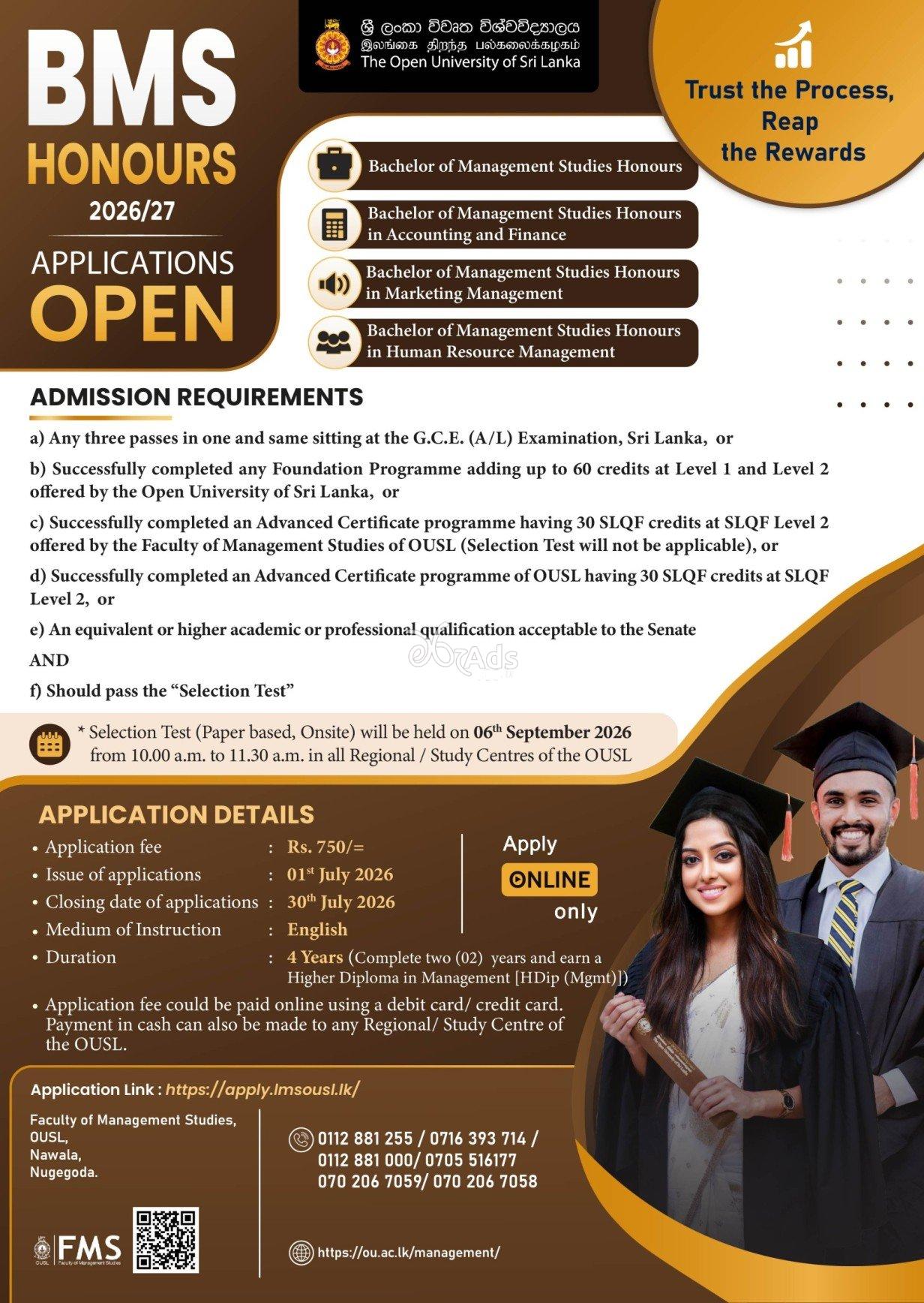 Bachelor of Management Studies Honours - Open University of Sri Lanka