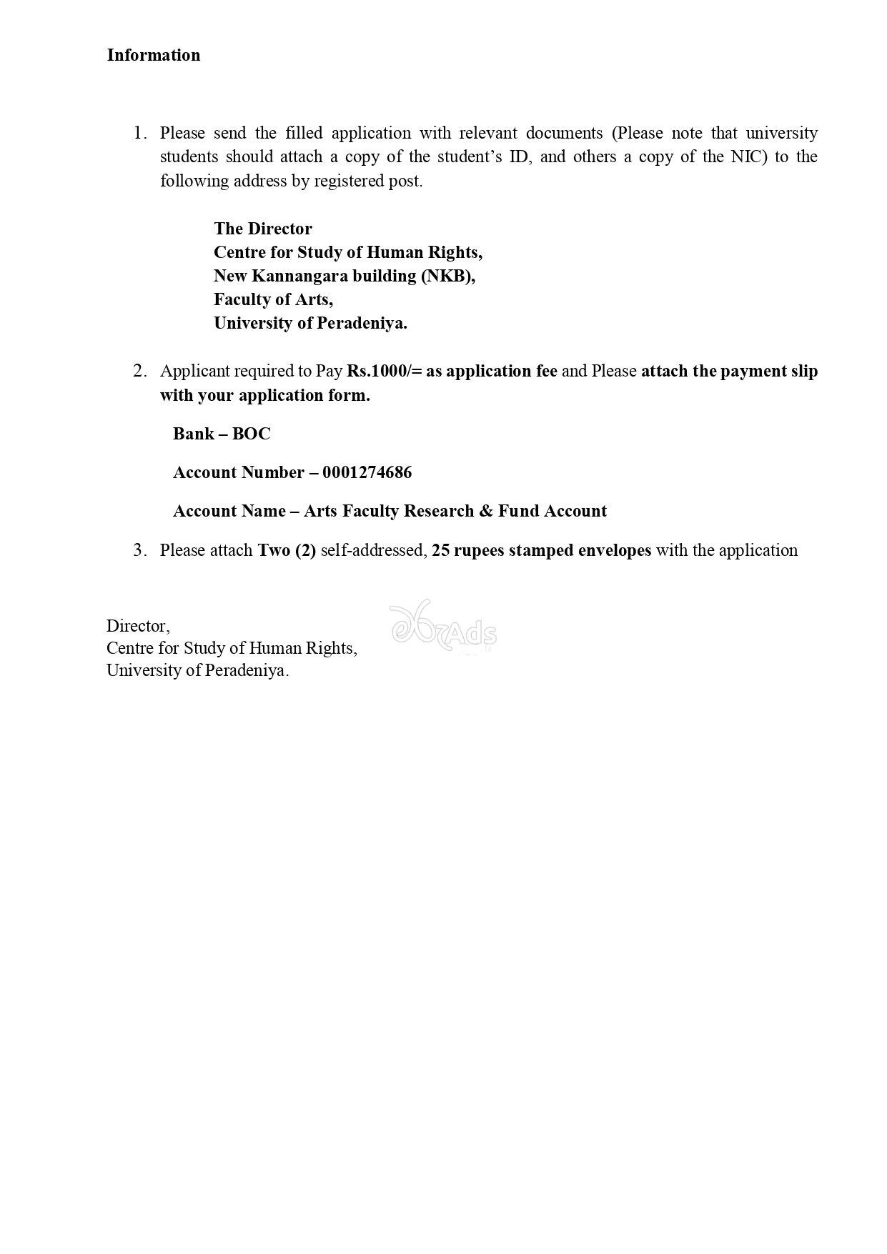 Certificate Course in Human Rights - University of Peradeniya