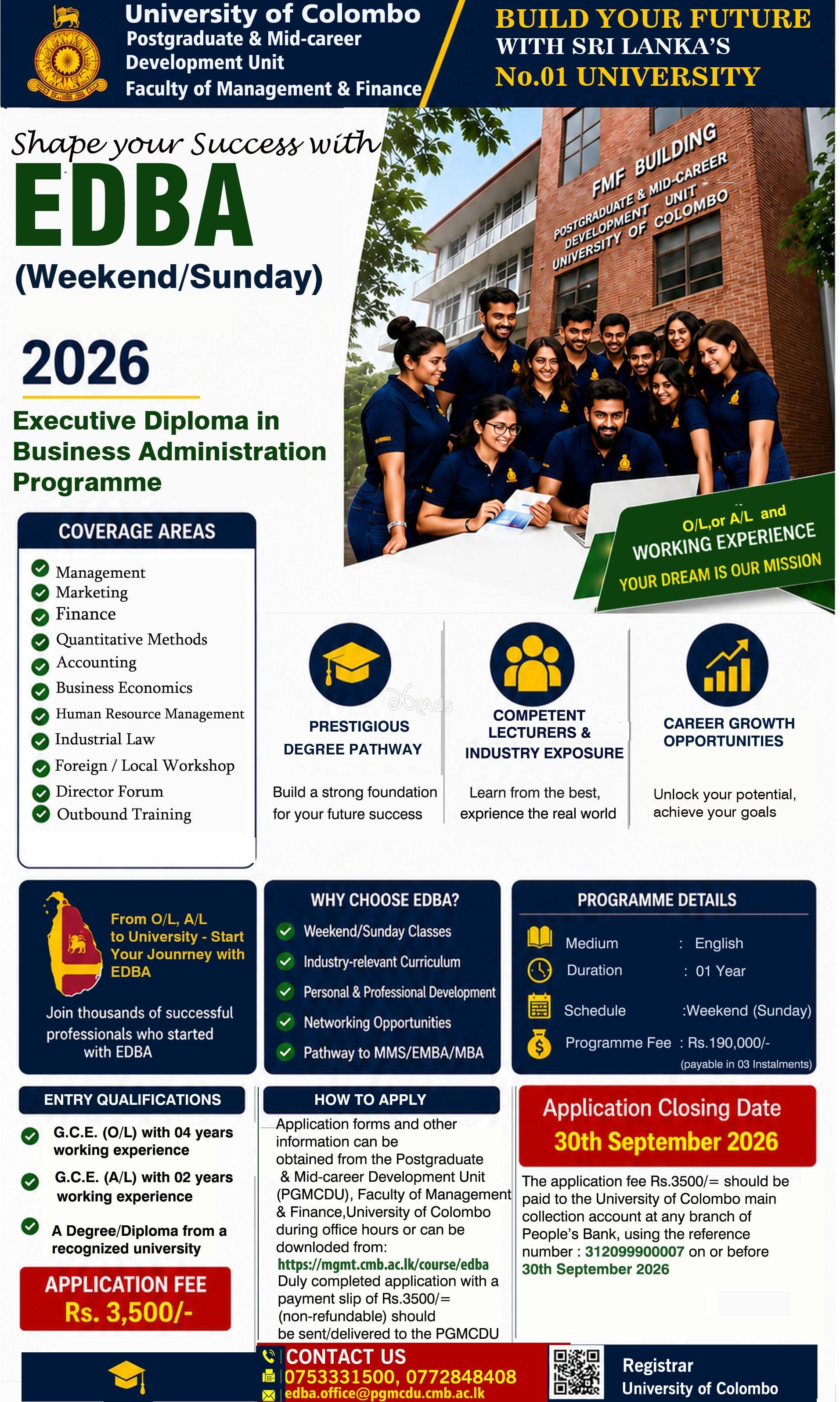 Executive Diploma in Business Administration - University of Colombo
