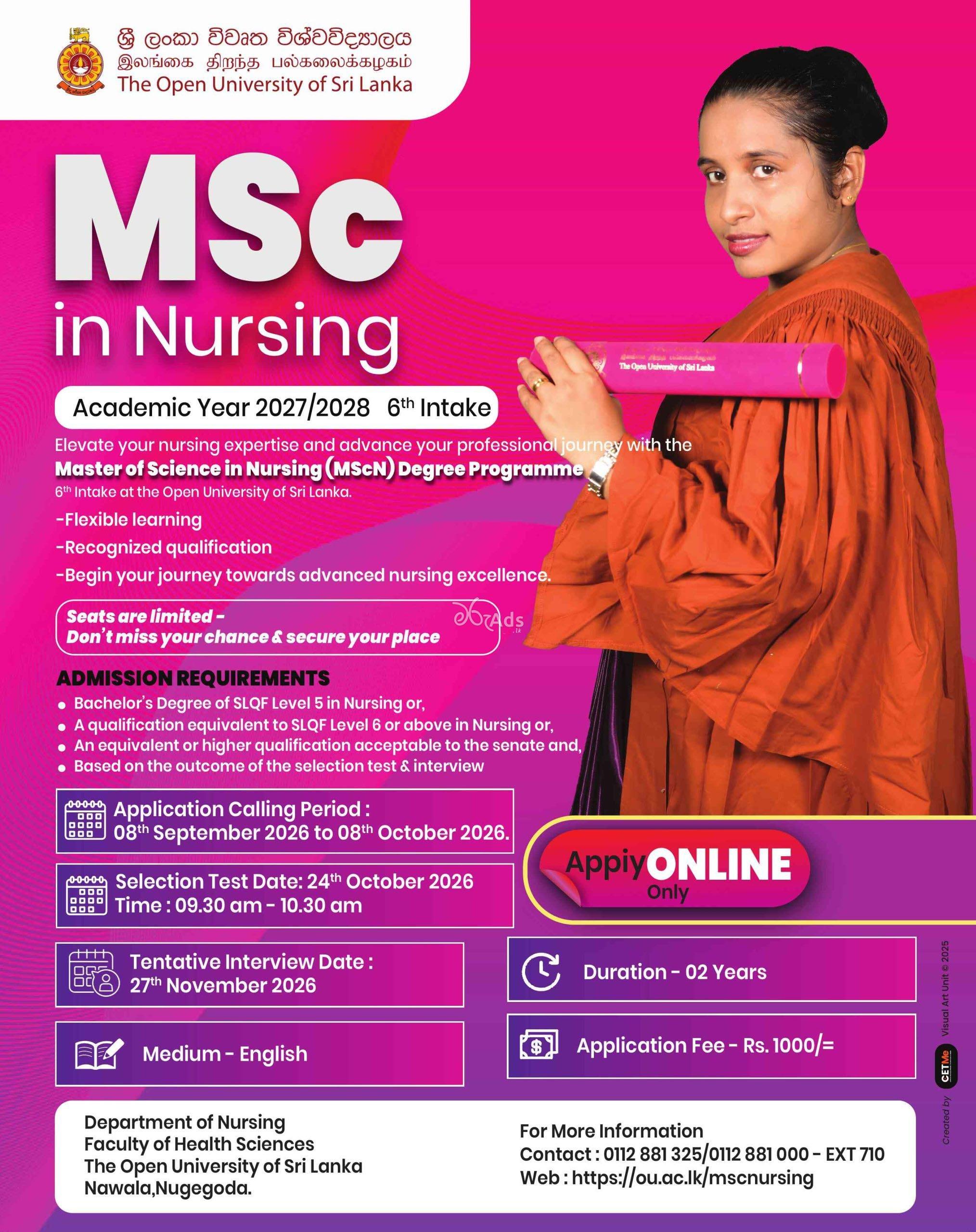 MSc in Nursing Degree - Open University of Sri Lanka