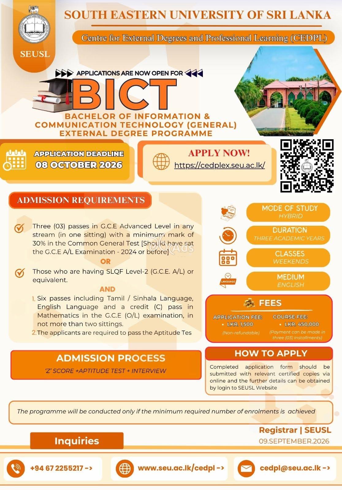 Bachelor of Information and Communication Technology - South Eastern University