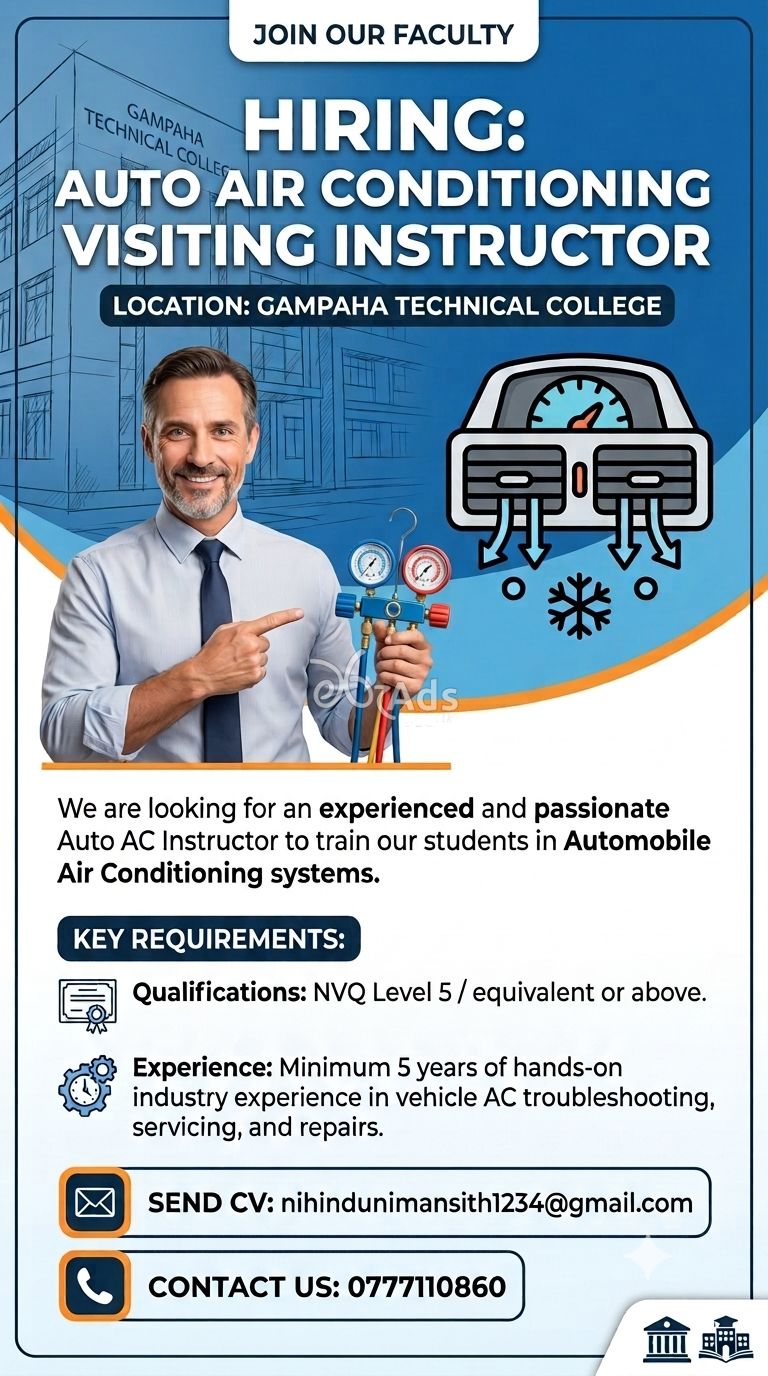 Auto Air Condition Visiting Instructor - Gampaha Technical College