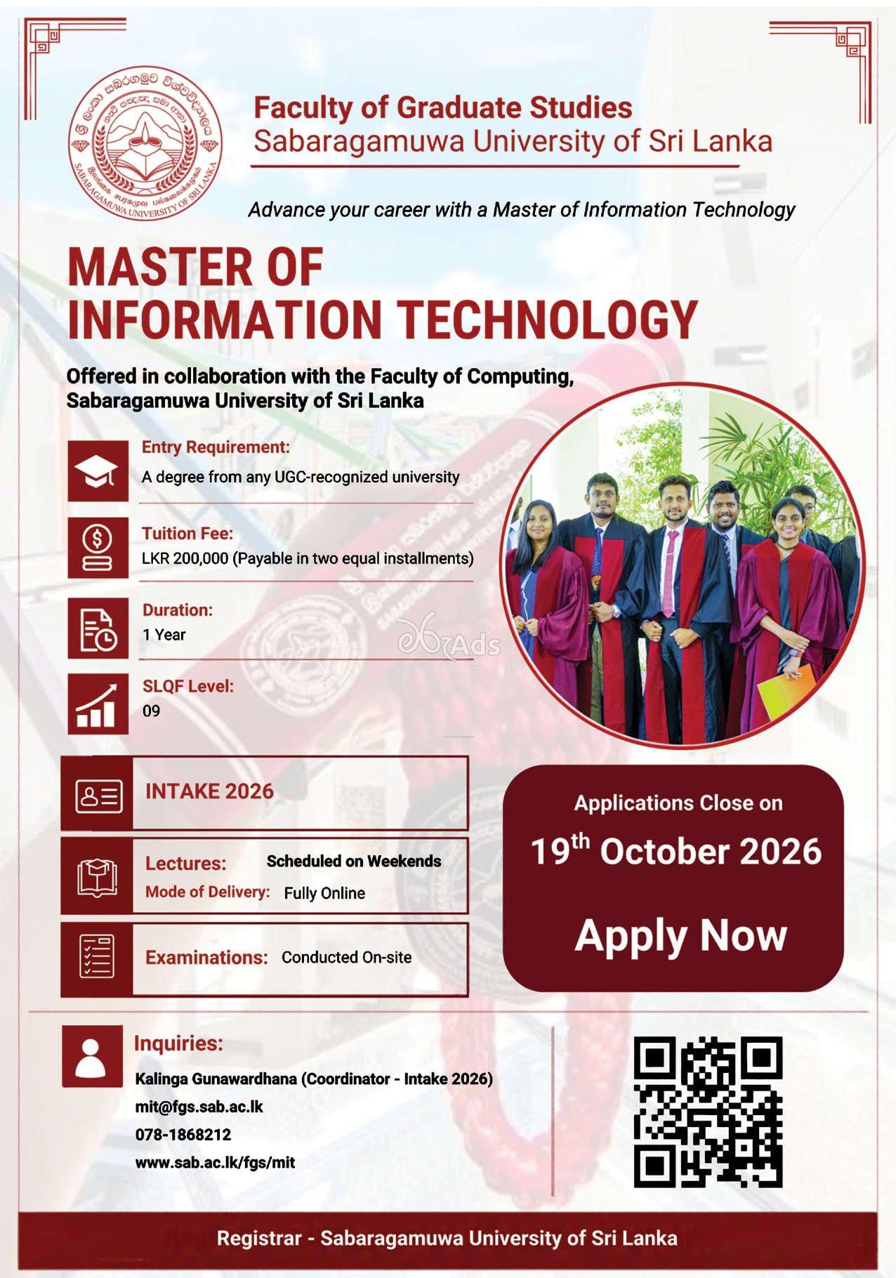 Master of Information Technology - Sabaragamuwa University