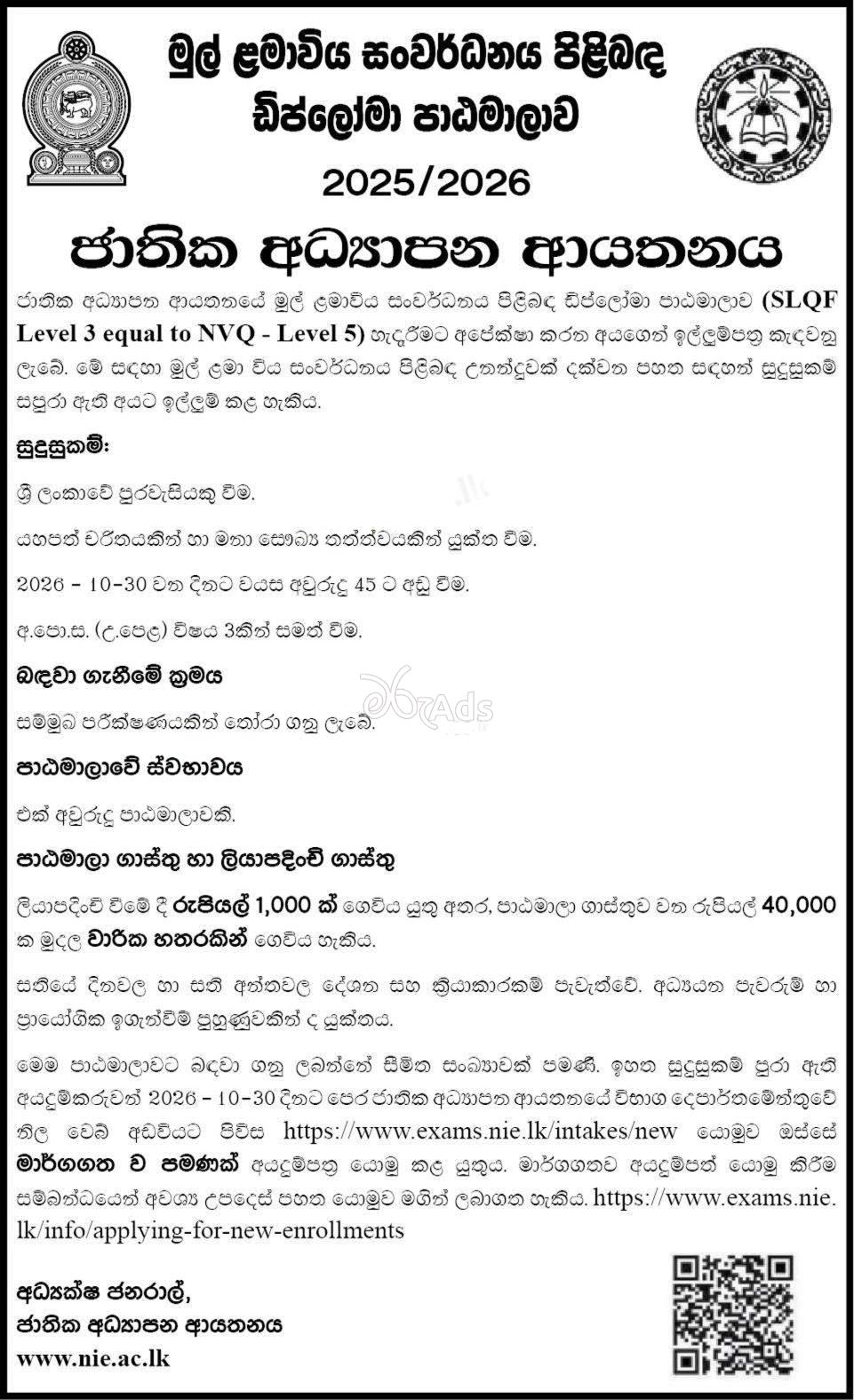 Diploma in Early Childhood Development - National Institute of Education