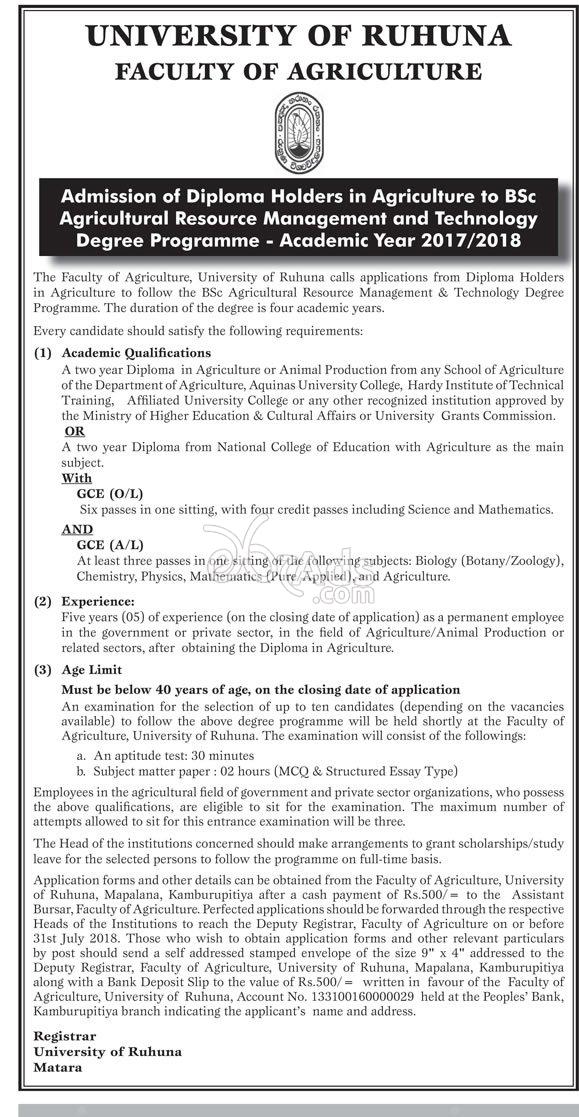 BSc in Agricultural Resource Management and Technology at University of