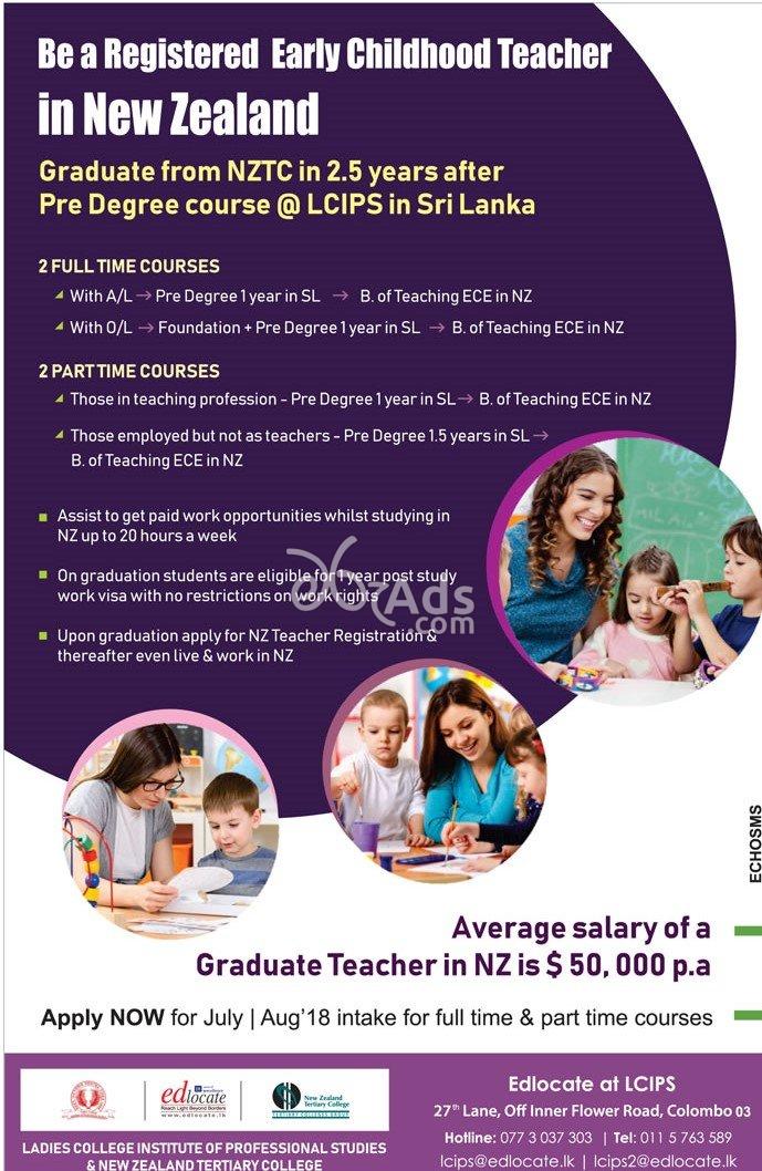 Pre Degree Course to be a Registered Early Childhood Teacher Colombo 03