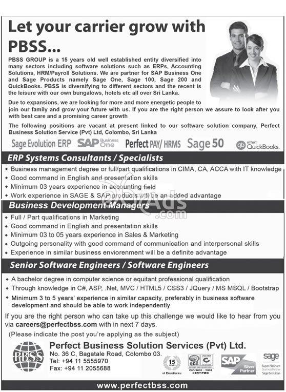 Consultant, Manager, Software Engineer Vacancies at Perfect Business Solution Services Pvt Ltd