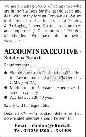 Accounts Executive Job Vacancies