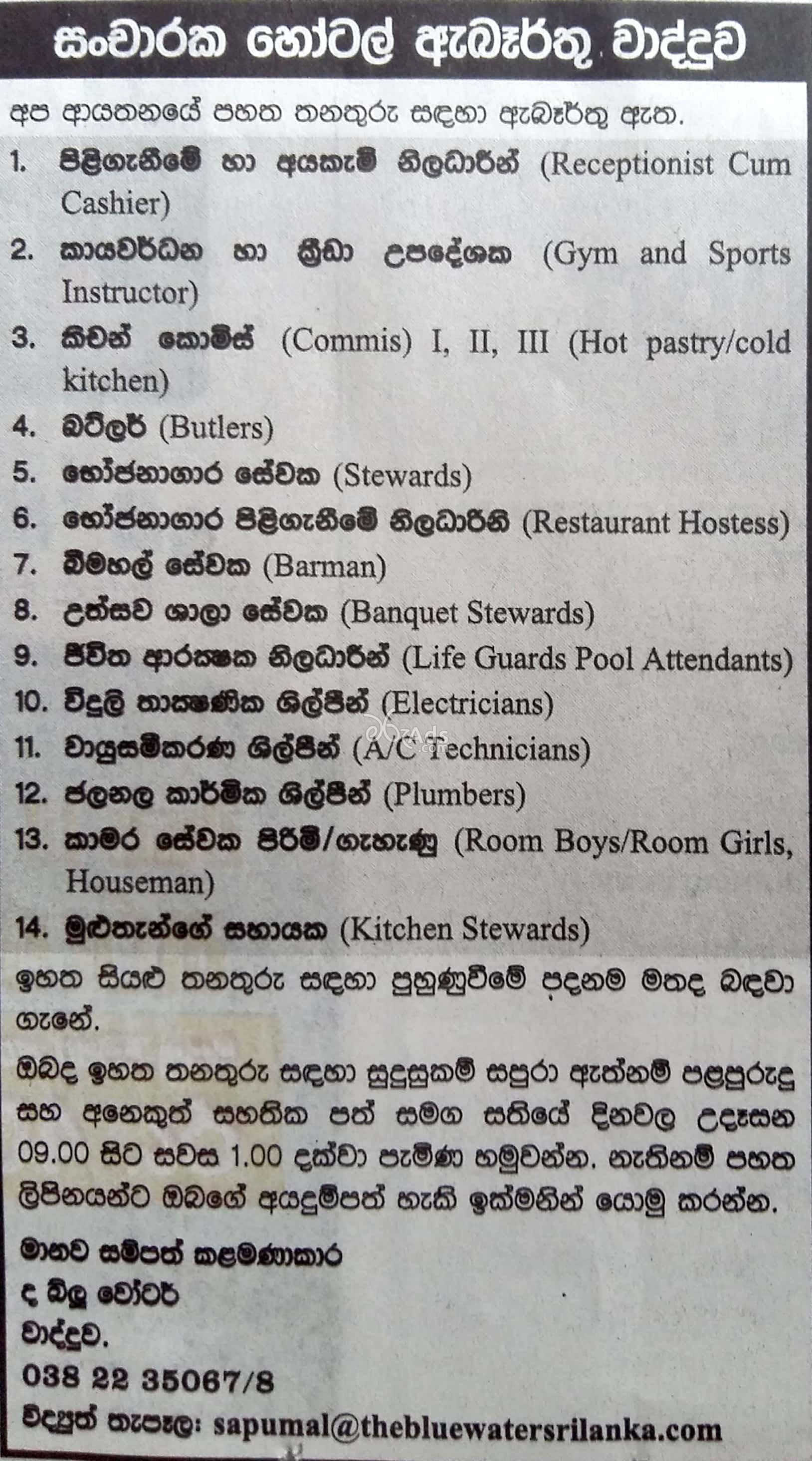 Hotel Vacancies at The Blue Water