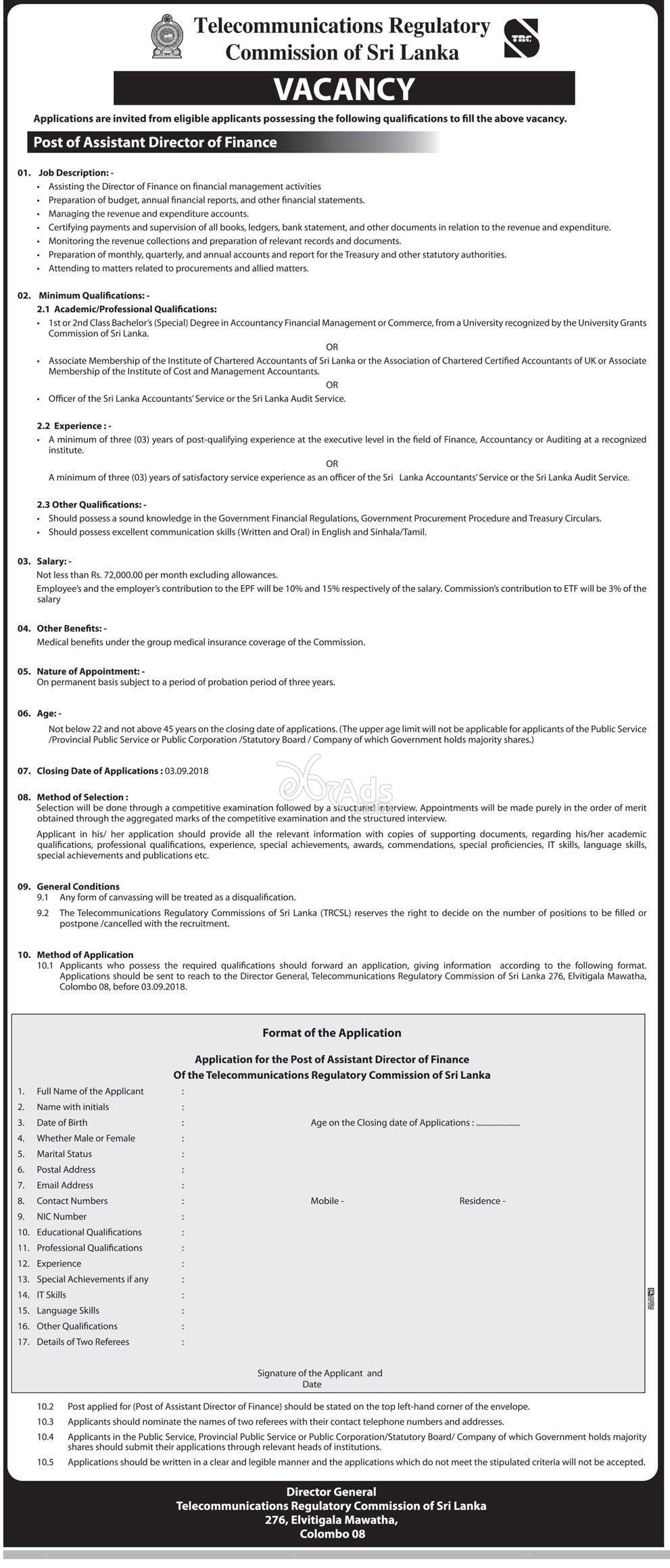 Director Government Vacancy at Telecommunications Regulatory Commission