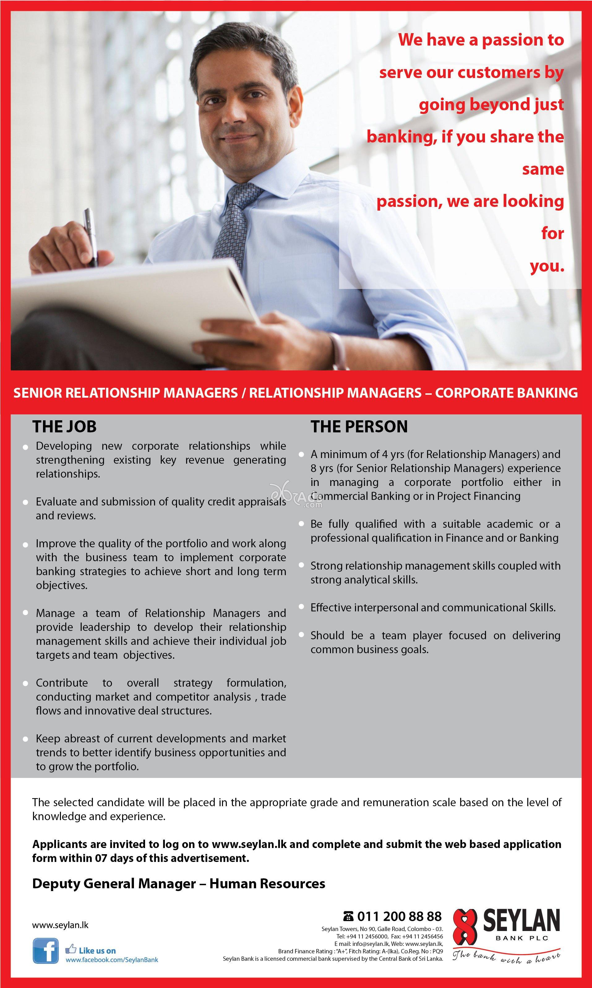 Manager Vacancies at Seylan Bank