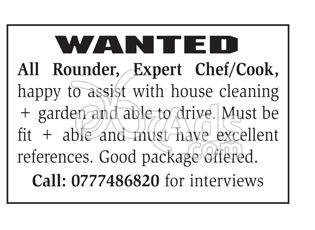 Vacancy for Chef, Cook