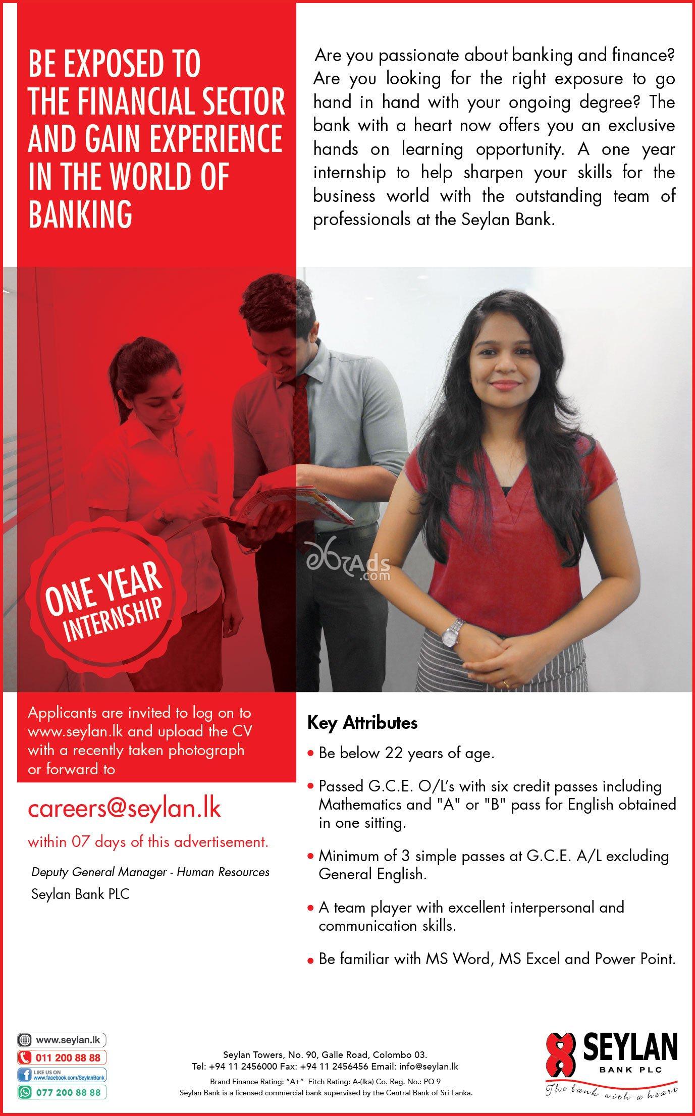 Intern Vacancy at Seylan Bank PLC