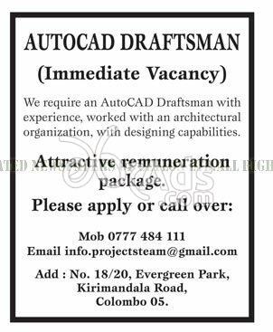 Vacancy for Autocad Draftsman