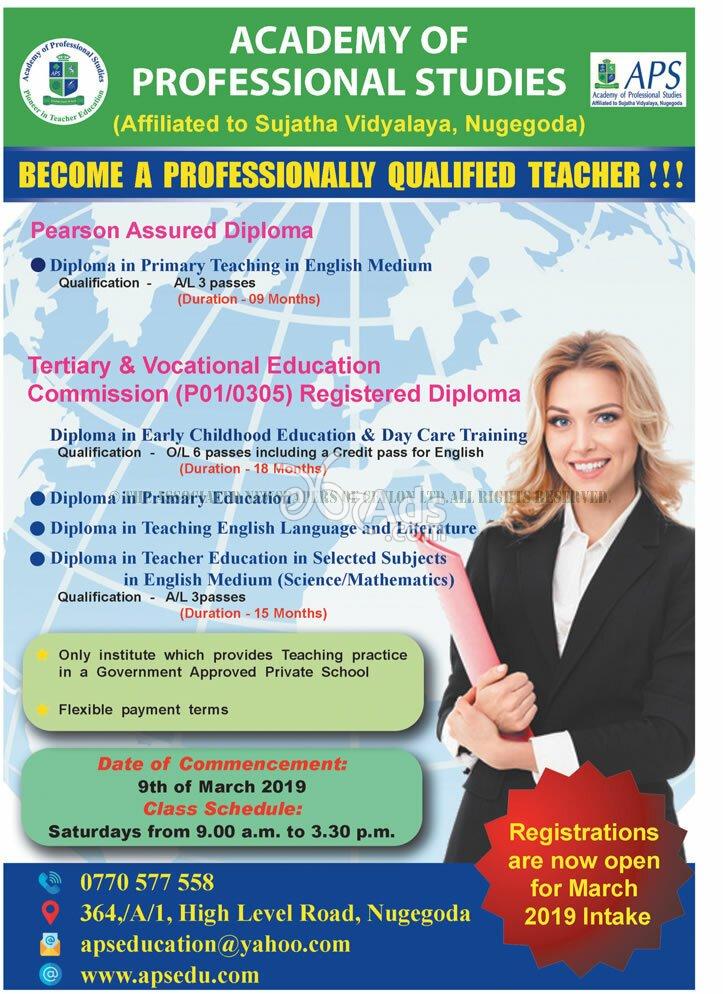 Diploma in Primary Teacher Education at Academy of Professional Studies