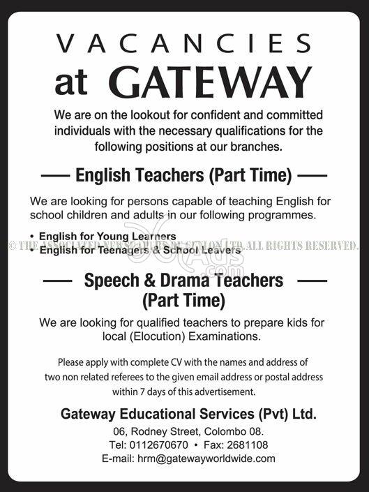 Teachers Vacancies at Gateway Educational Services (pvt) Ltd