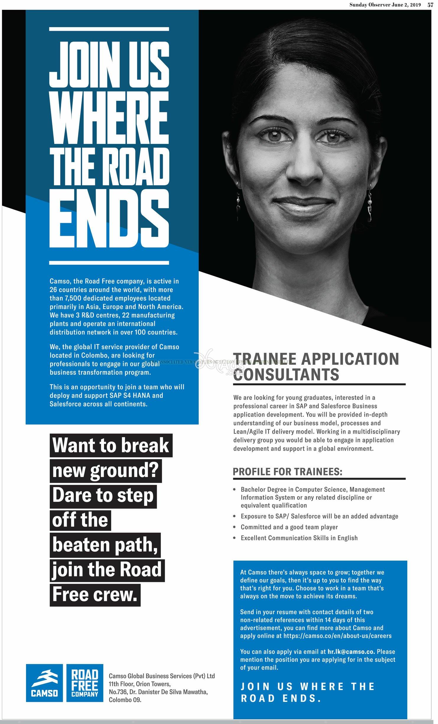 Trainee Application Consultants Vacancies at Camso Global Business Services (pvt) Ltd