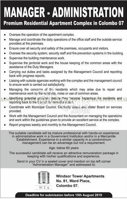 Manager Vacancy at Windsor Tower Apartments